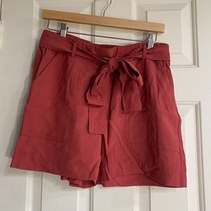 A New Day High Rise Paperbag Shorts Maroon - Size Medium